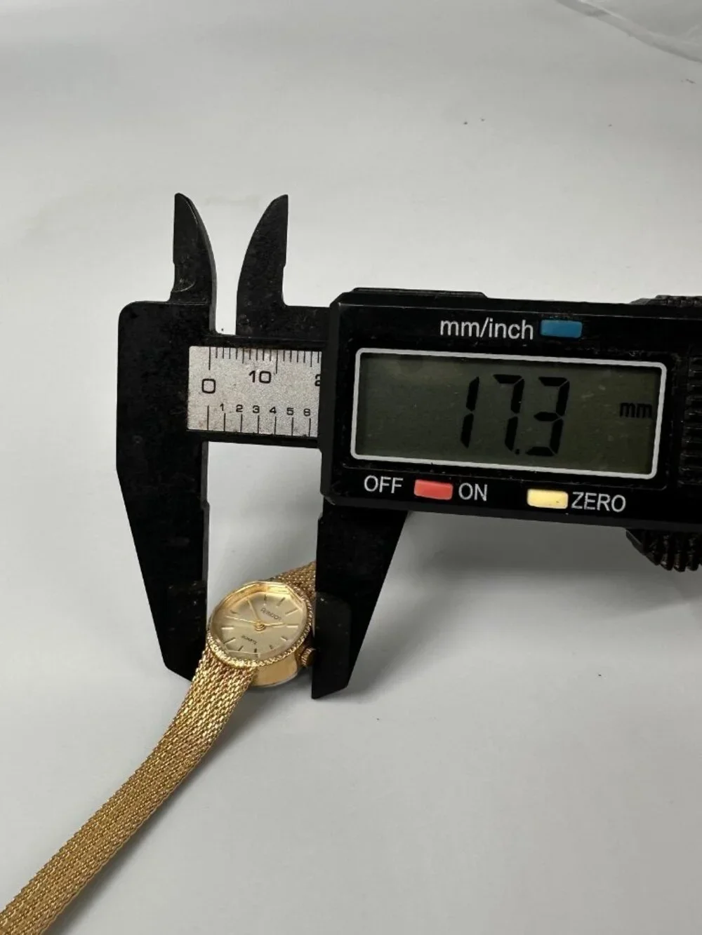 Vintage Armitron Watch Women Gold Tone Small Dial 17MM New Battery 7.5 Inch
